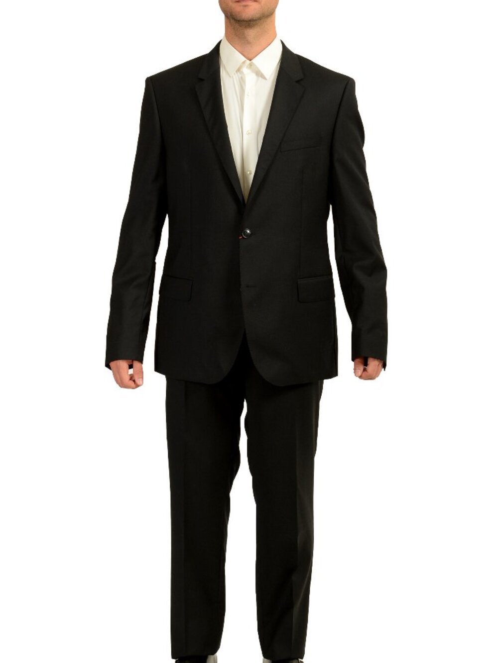 Hugo Boss Men's "C-Huge1/C-Genius" Black 100% Wool Two Button Suit US 46R IT 56R